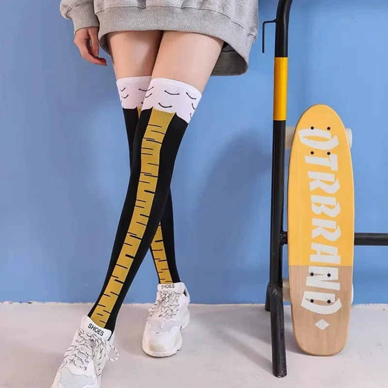 1/2ペアチキンポウズフットロングソックス女性用オーバーニー - Funny Chicken Leg Socks のレビューと価格