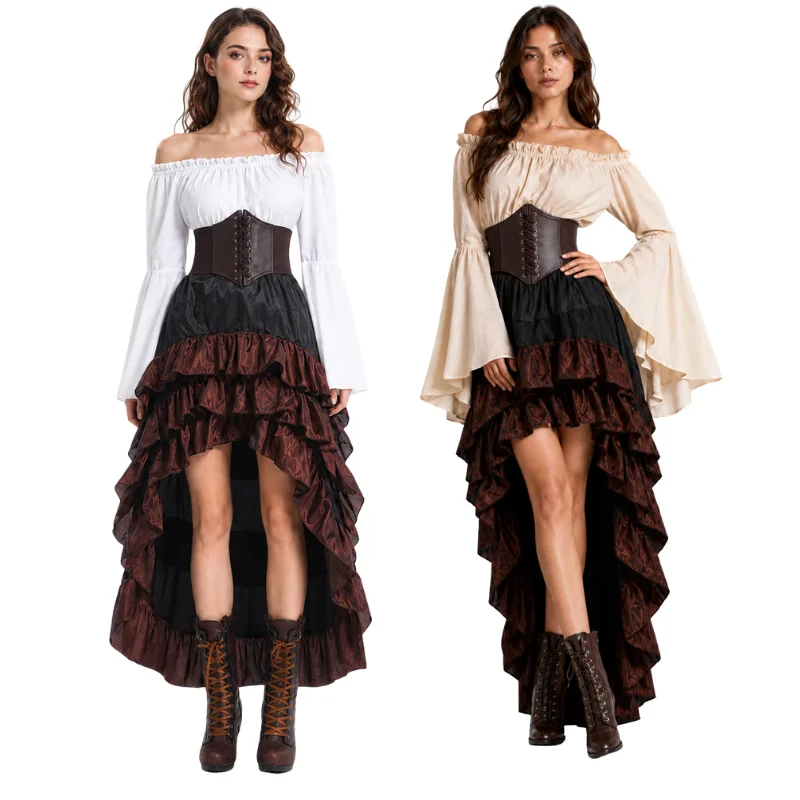 ハロウィン中世レトロ海賊ドレス キャプテン ラッフルウエスト - Medieval Renaissance Dress Women のレビューと価格