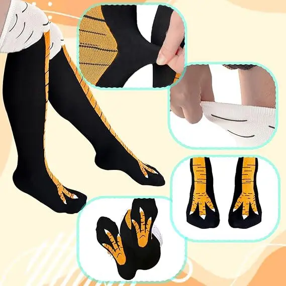 トレンディな女性の靴下膝丈鶏の足面白いパーソナライズされた現 - Funny Chicken Leg Socks のレビューと価格