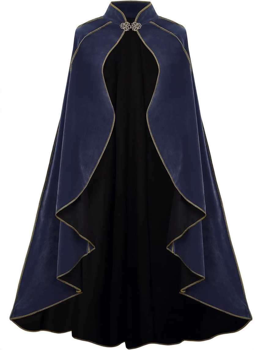 ゴールドトリム付き中世風豪華なマント ヴィンテージ風イレギュ - Medieval Renaissance Dress Women のレビューと価格