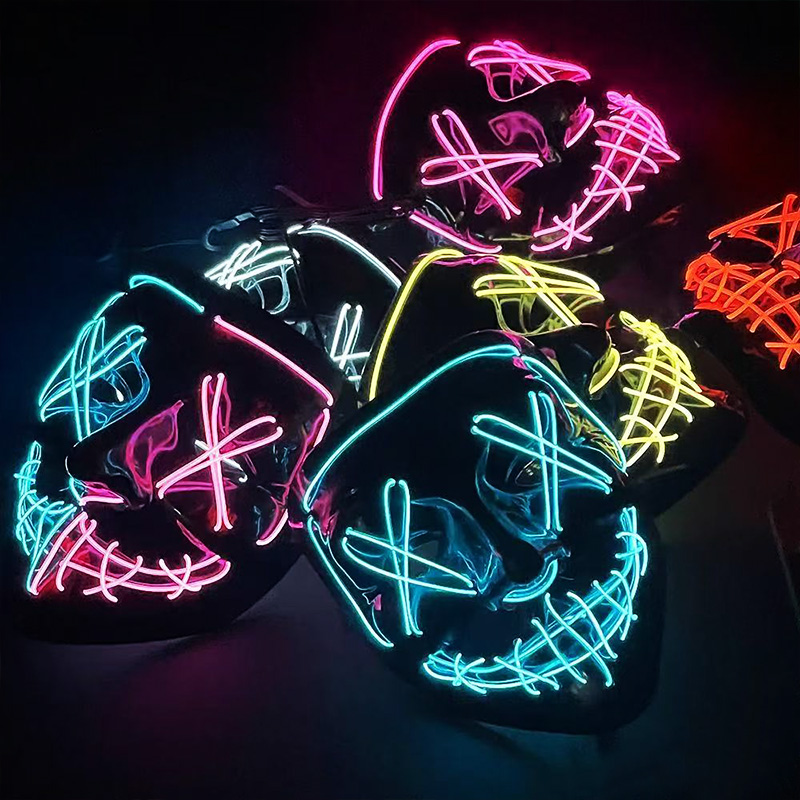 怖いワイヤレス発光LEDパージマスク ライトアップハロウィン - Led Purge Mask Halloween のレビューと価格