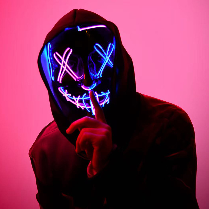 怖いワイヤレス発光LEDパージマスク ライトアップハロウィン - Led Purge Mask Halloween のレビューと価格