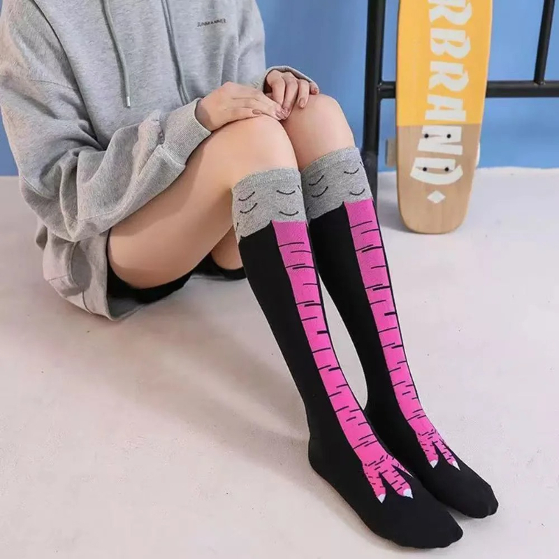 鶏の足のようなロングソックス、女性用ニーハイソックス、面白い - Funny Chicken Leg Socks のレビューと価格