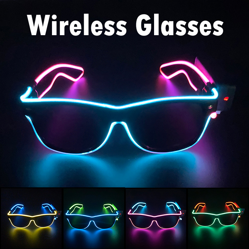 ワイヤレスクールLEDサングラス、グローパーティー用発光メガ - Glow In The Dark Party Glasses のレビューと価格