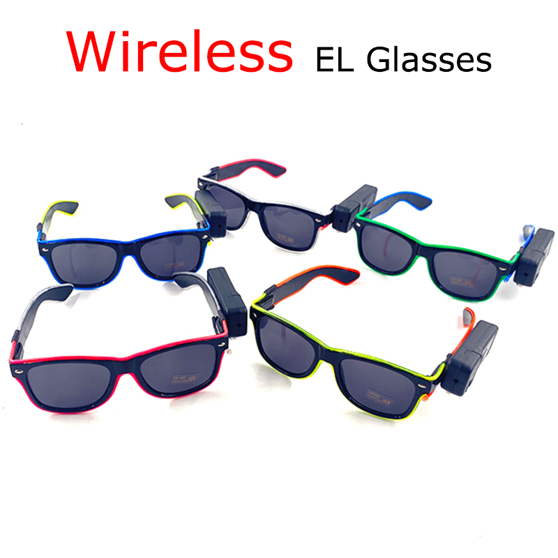 ワイヤレスクールLEDサングラス、グローパーティー用発光メガ - Glow In The Dark Party Glasses のレビューと価格